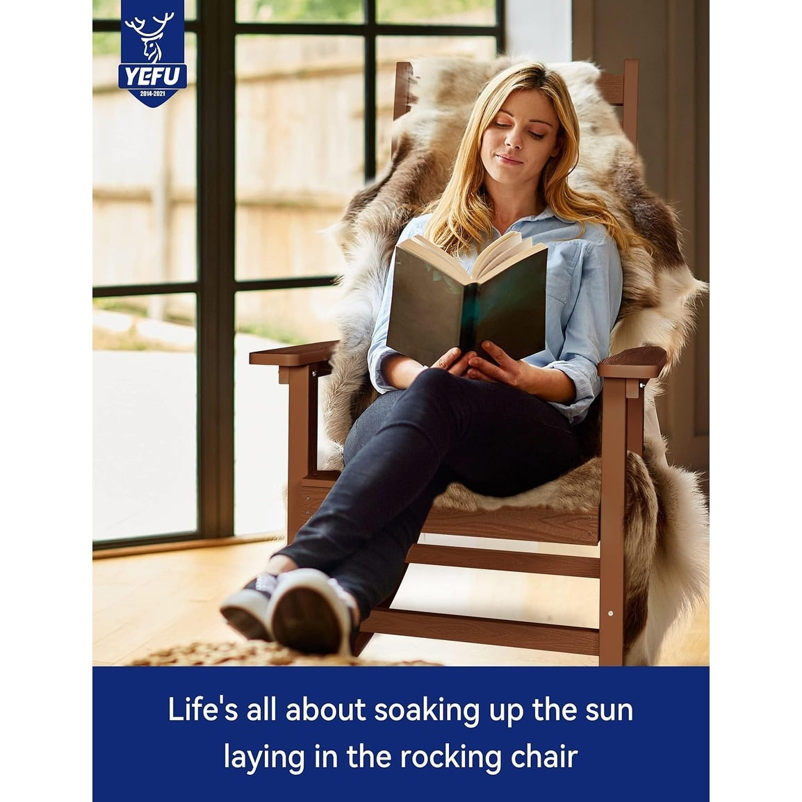 WINSOON Chaise à bascule d'extérieur pour tout type de météo, lot de 2