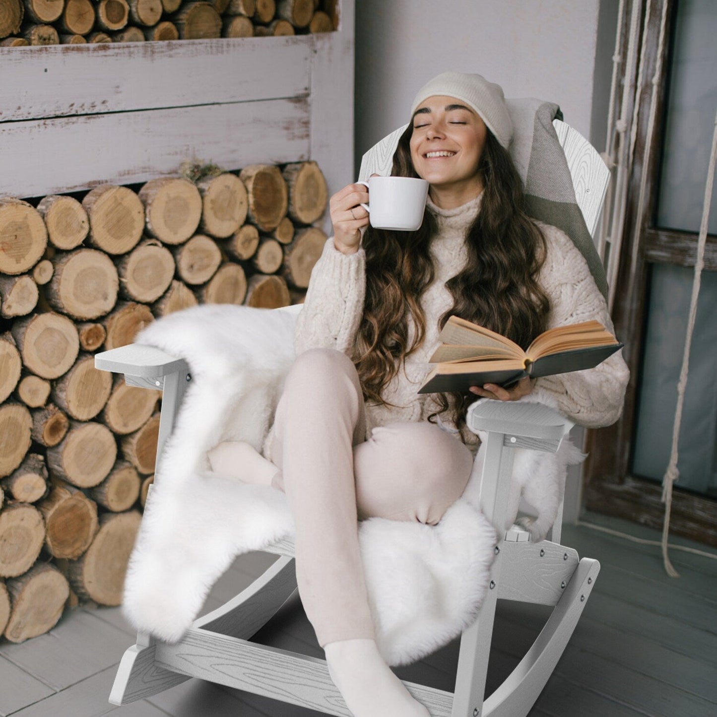 WINSOON Chaise à bascule d'extérieur pour tout type de météo, lot de 2