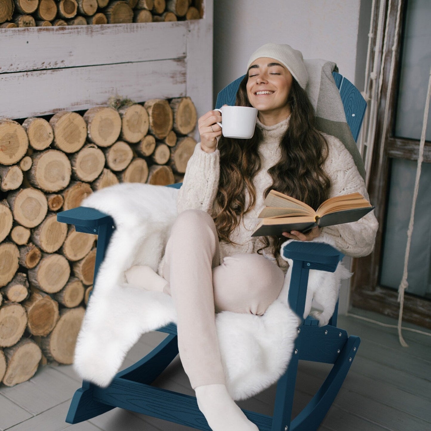 WINSOON Chaise à bascule d'extérieur pour tout type de météo, lot de 2