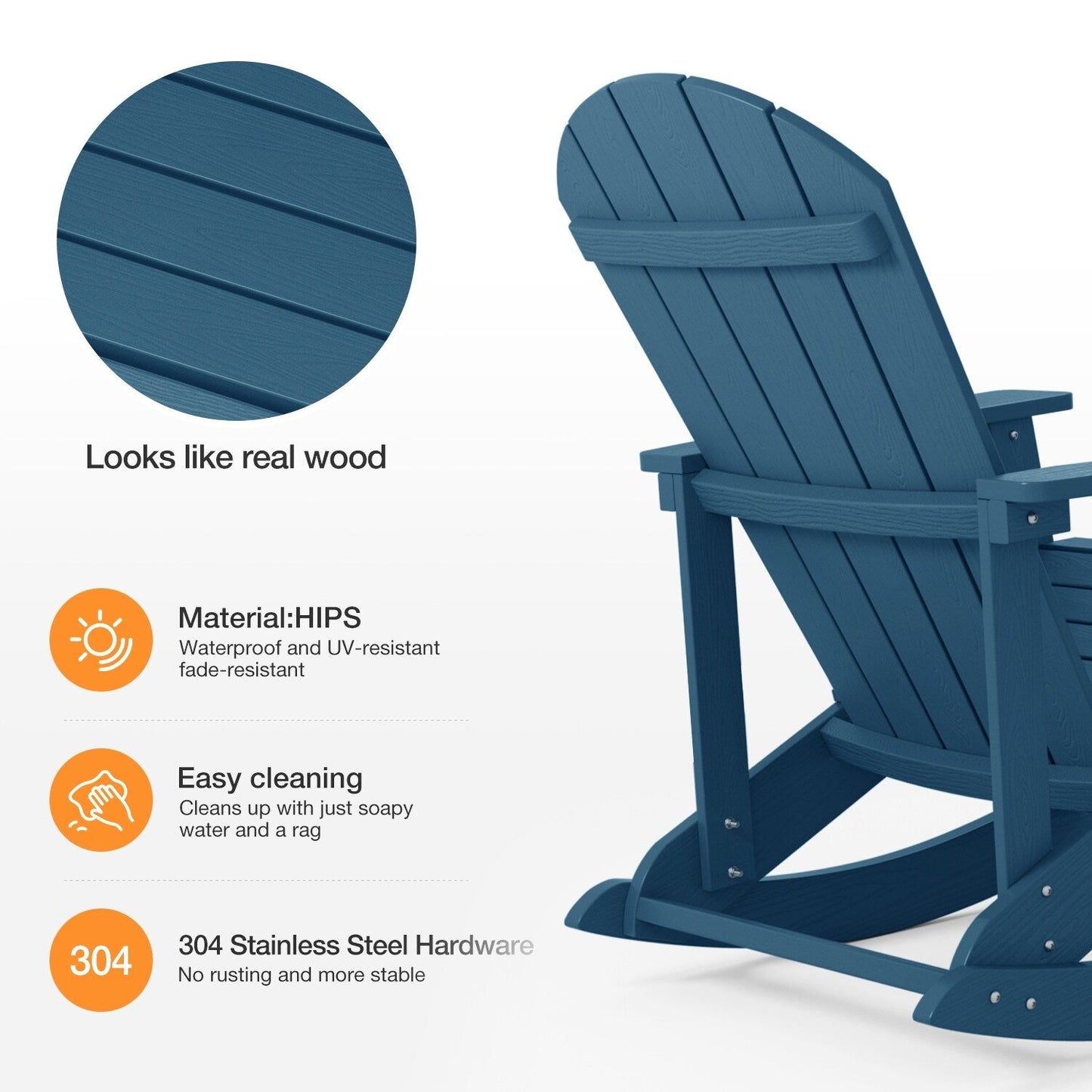 WINSOON Chaise à bascule d'extérieur pour tout type de météo, lot de 2