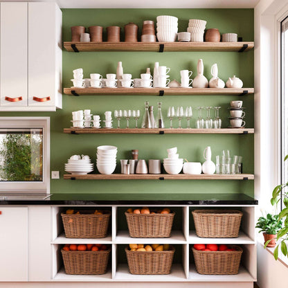 Wallniture Forte, étagères flottantes de 72 pouces, lot de 2, bois brûlé.