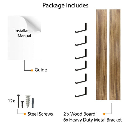 Wallniture Forte, étagères flottantes de 72 pouces, lot de 2, bois brûlé.