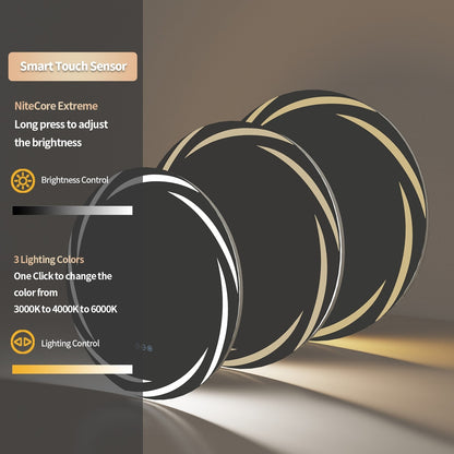 Miropoir de salle de bain à lumière LED tactile étanche, anti-buée, avec fonction de gradation.