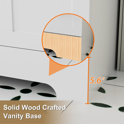 Ensemble de meuble-lavabo ondulé pour salle de bain, 30/36/48 pouces, avec lavabo et robinet.