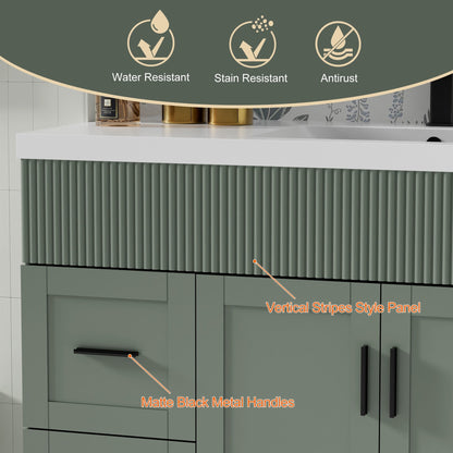 Ensemble de meuble-lavabo ondulé pour salle de bain, 30/36/48 pouces, avec lavabo et robinet.