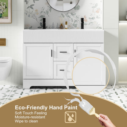 Ensemble de meuble-lavabo ondulé pour salle de bain, 30/36/48 pouces, avec lavabo et robinet.