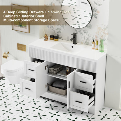 Ensemble de meuble-lavabo ondulé pour salle de bain, 30/36/48 pouces, avec lavabo et robinet.