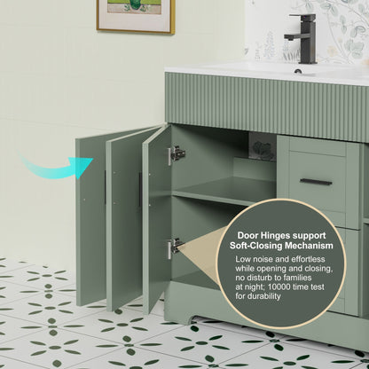 Ensemble de meuble-lavabo ondulé pour salle de bain, 30/36/48 pouces, avec lavabo et robinet.