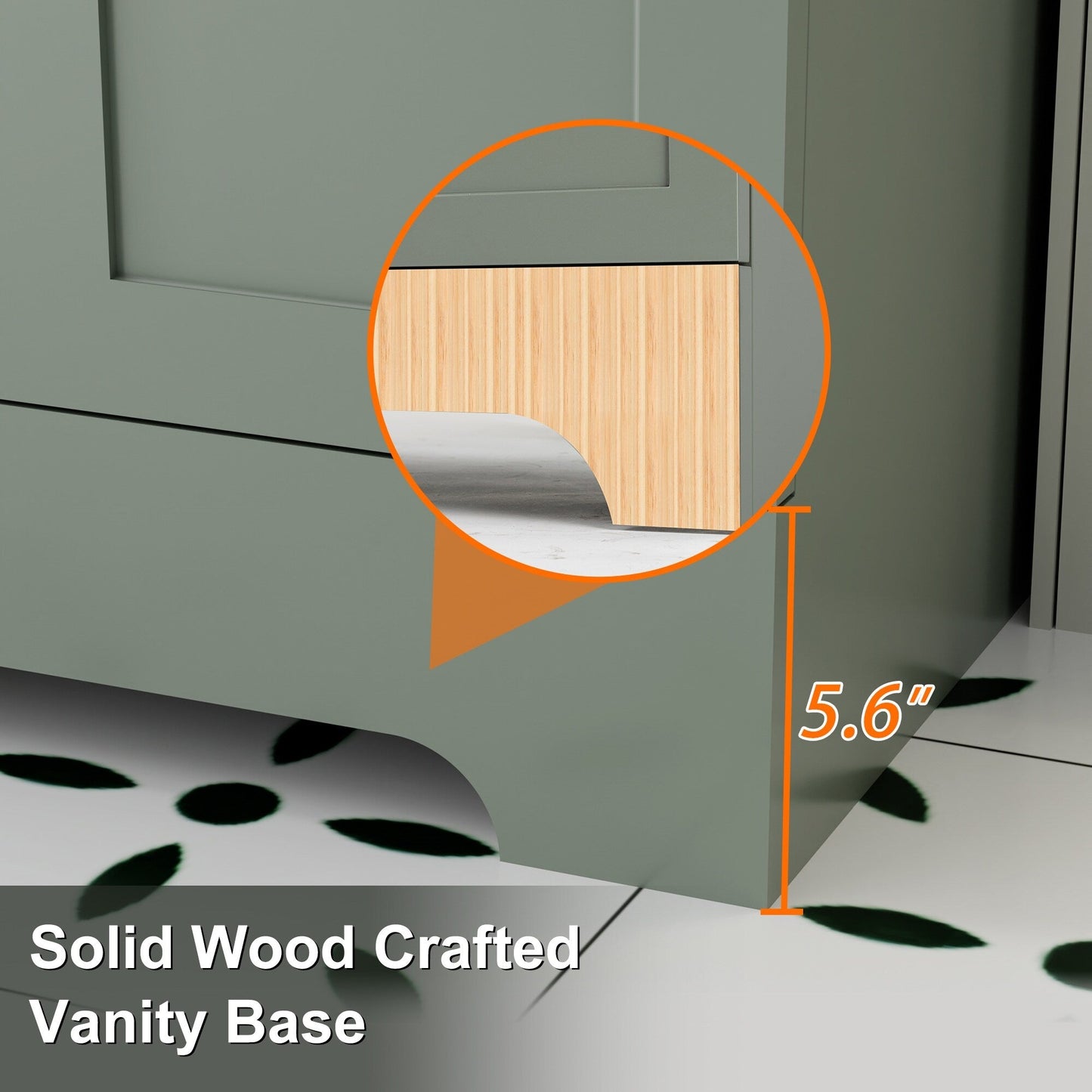 Ensemble de meuble-lavabo ondulé pour salle de bain, 30/36/48 pouces, avec lavabo et robinet.