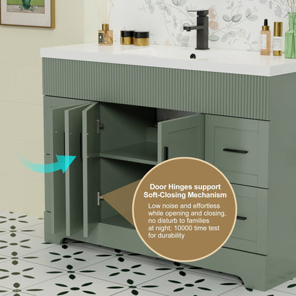 Ensemble de meuble-lavabo ondulé pour salle de bain, 30/36/48 pouces, avec lavabo et robinet.