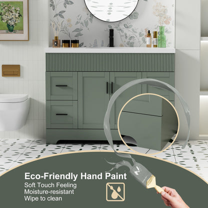 Ensemble de meuble-lavabo ondulé pour salle de bain, 30/36/48 pouces, avec lavabo et robinet.