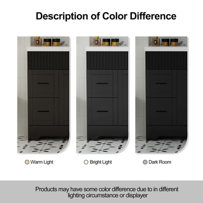 Ensemble de meuble-lavabo ondulé pour salle de bain, 30/36/48 pouces, avec lavabo et robinet.