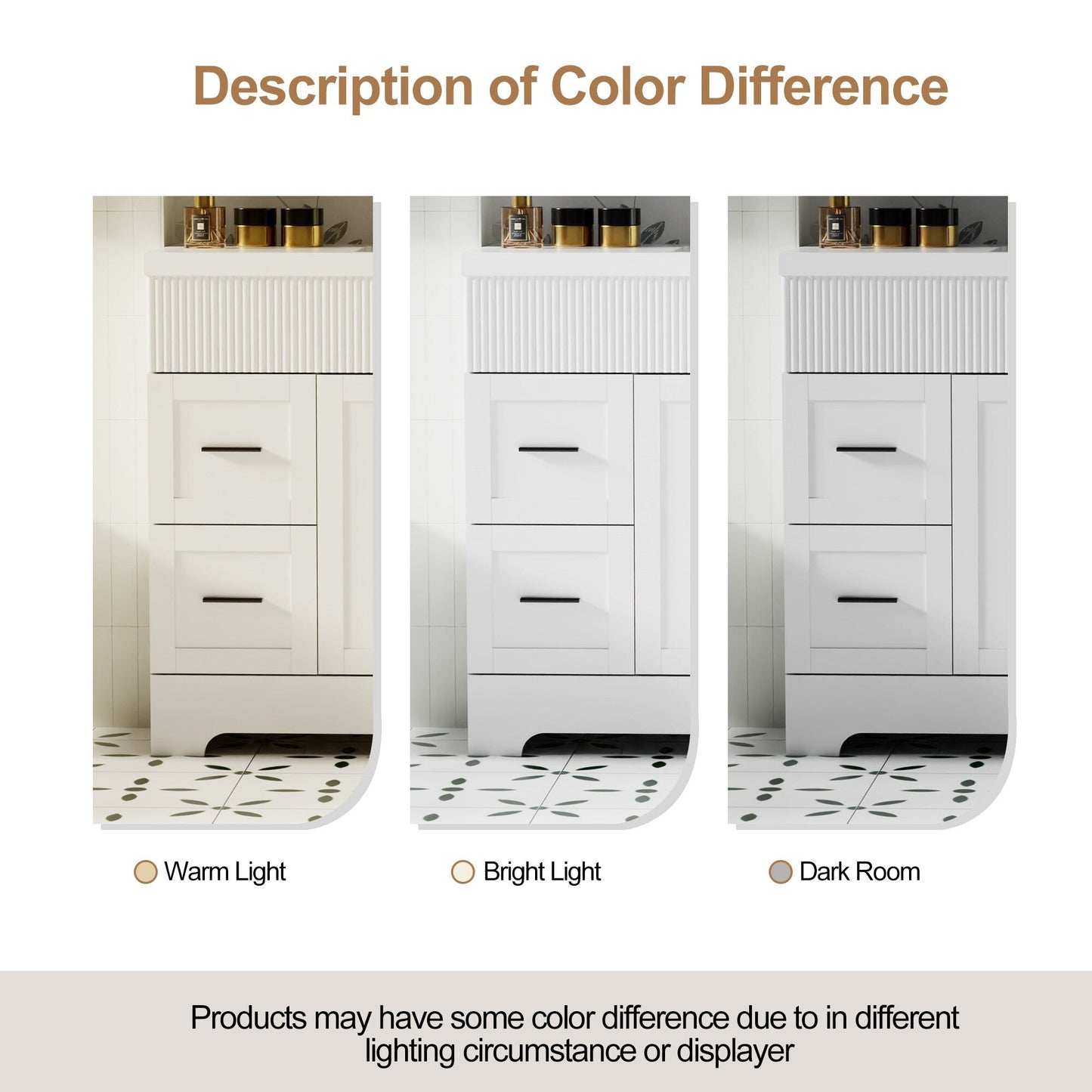 Ensemble de meuble-lavabo ondulé pour salle de bain, 30/36/48 pouces, avec lavabo et robinet.