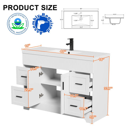 Ensemble de meuble-lavabo ondulé pour salle de bain, 30/36/48 pouces, avec lavabo et robinet.