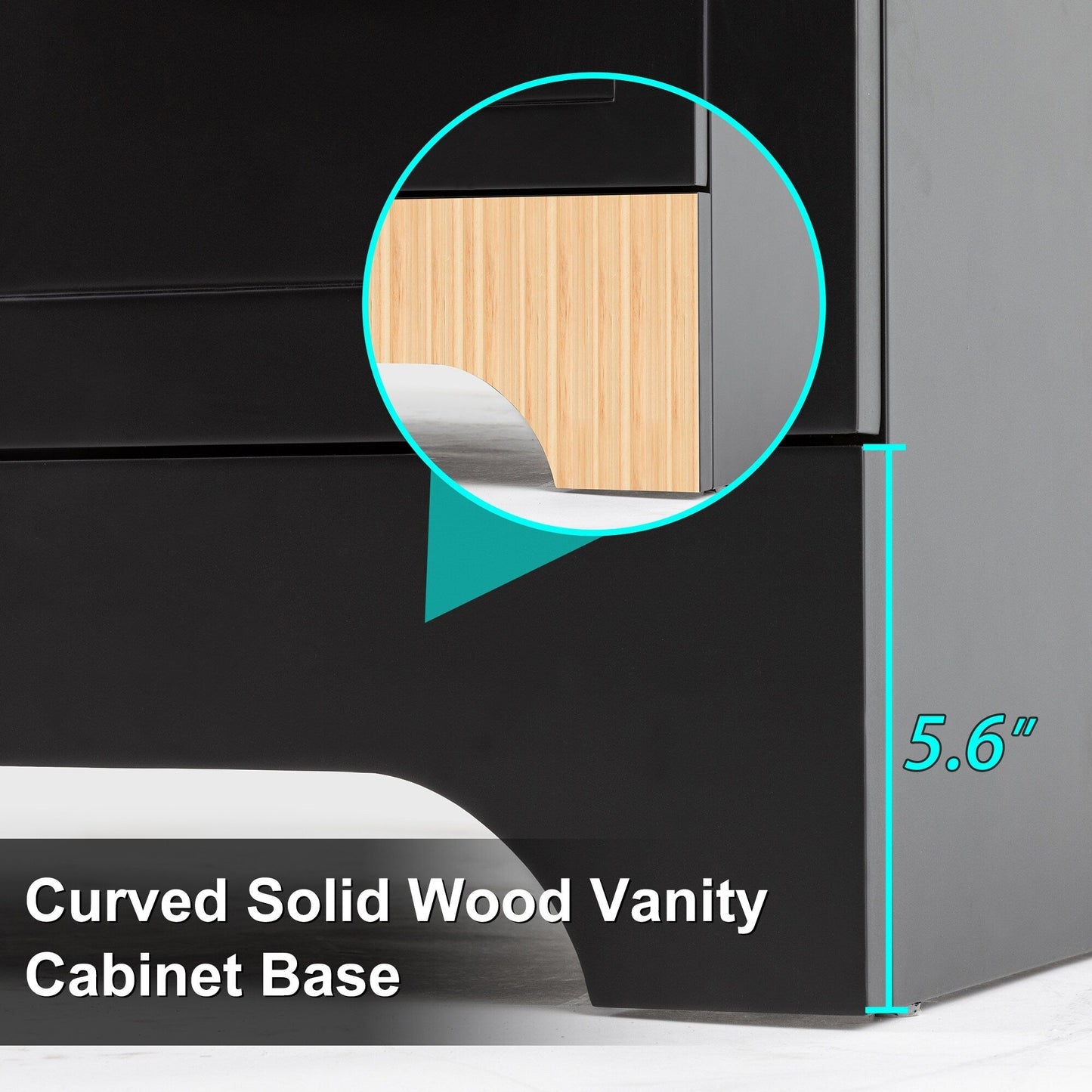 Ensemble de meuble-lavabo ondulé pour salle de bain, 30/36/48 pouces, avec lavabo et robinet.