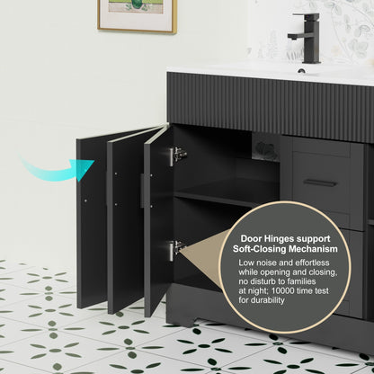 Ensemble de meuble-lavabo ondulé pour salle de bain, 30/36/48 pouces, avec lavabo et robinet.