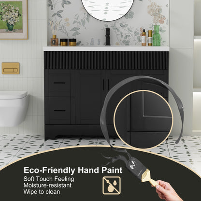 Ensemble de meuble-lavabo ondulé pour salle de bain, 30/36/48 pouces, avec lavabo et robinet.