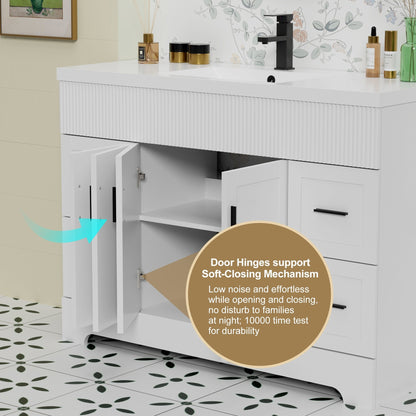 Ensemble de meuble-lavabo ondulé pour salle de bain, 30/36/48 pouces, avec lavabo et robinet.