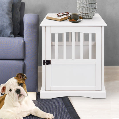 Table d'appoint en bois blanc pour cage à animaux avec porte verrouillable