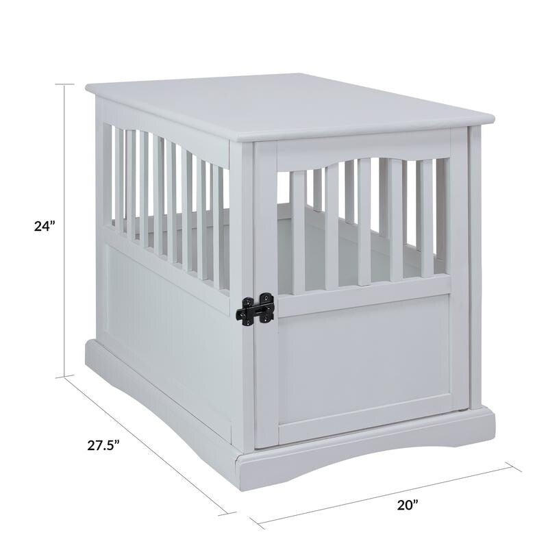 Table d'appoint en bois blanc pour cage à animaux avec porte verrouillable