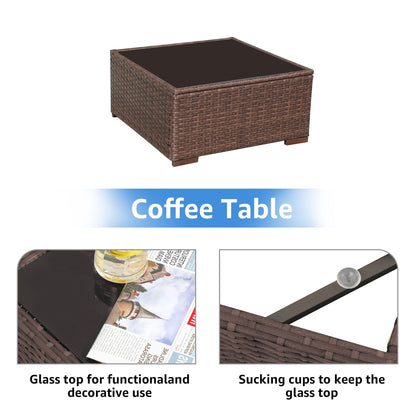 Ensemble de canapé d'extérieur modulable en osier et acier avec coussins, 7 pièces