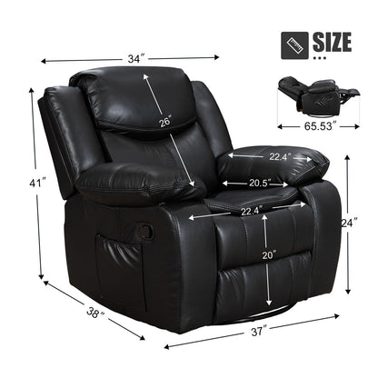 Fauteuil inclinable à large assise en cuir durable avec massage et chauffage.