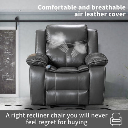 Fauteuil inclinable à large assise en cuir durable avec massage et chauffage.