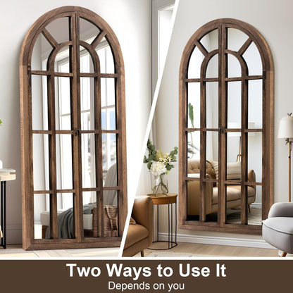 Miroir en forme de fenêtre, miroir en bois incurvé, 71'' L*31'' l