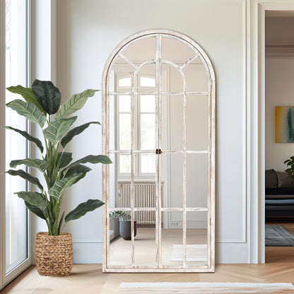 Miroir en forme de fenêtre, miroir en bois incurvé, 71'' L*31'' l