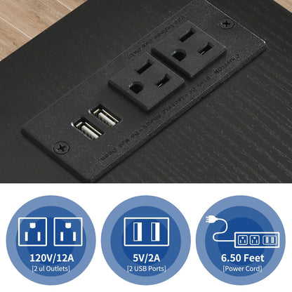 Meuble de rangement en bois avec station de recharge, classeur latéral mobile verrouillable, compatible avec les dossiers A4, lettres et documents légaux.