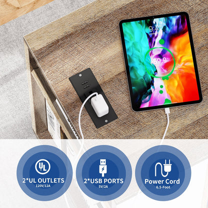 Meuble de rangement en bois avec station de recharge, classeur latéral mobile verrouillable, compatible avec les dossiers A4, lettres et documents légaux.