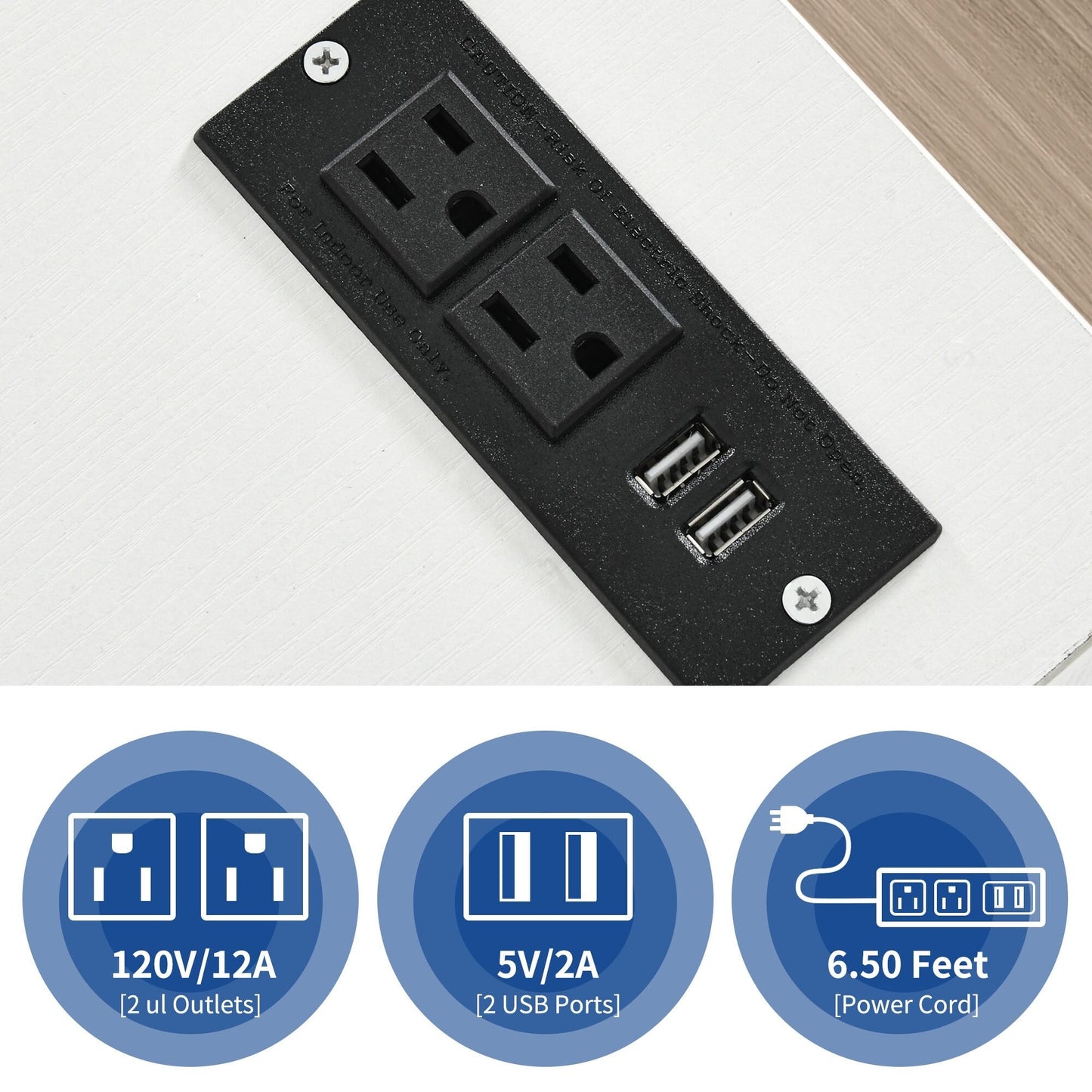 Meuble de rangement en bois avec station de recharge, classeur latéral mobile verrouillable, compatible avec les dossiers A4, lettres et documents légaux.