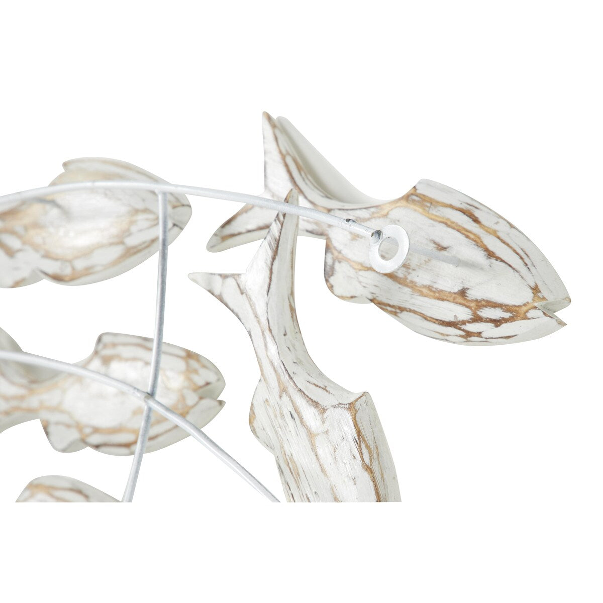 Poisson en bois fait à la main, décoration murale pour la maison, effet vieilli brun - Blanc - Roche River Decor