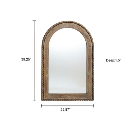 Miroir mural à cadre en bois en forme d'arche, miroir mural de salle de bain - 99,6 cm (H) x 65,7 cm (L) x 3,8 cm (P)