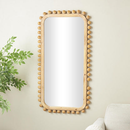 Miroir mural en bois avec cadre perlé - Brun - Roche River Decor