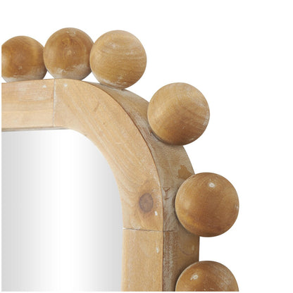 Miroir mural en bois avec cadre perlé - Brun - Roche River Decor