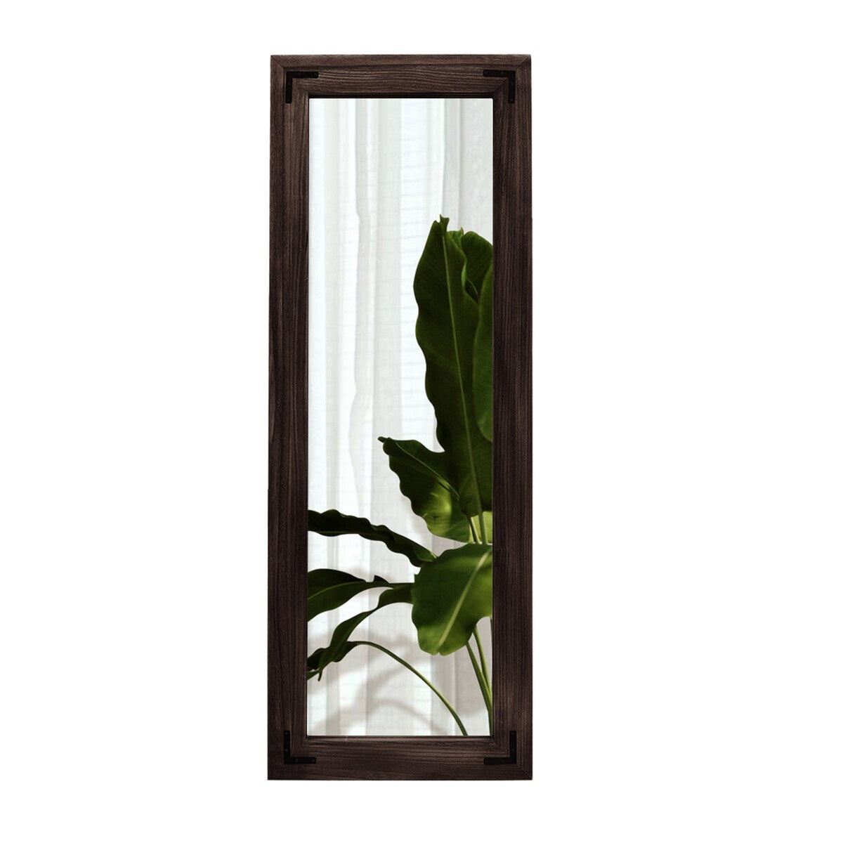 Grand miroir mural en bois à cadre rustique style farmhouse - 65x24