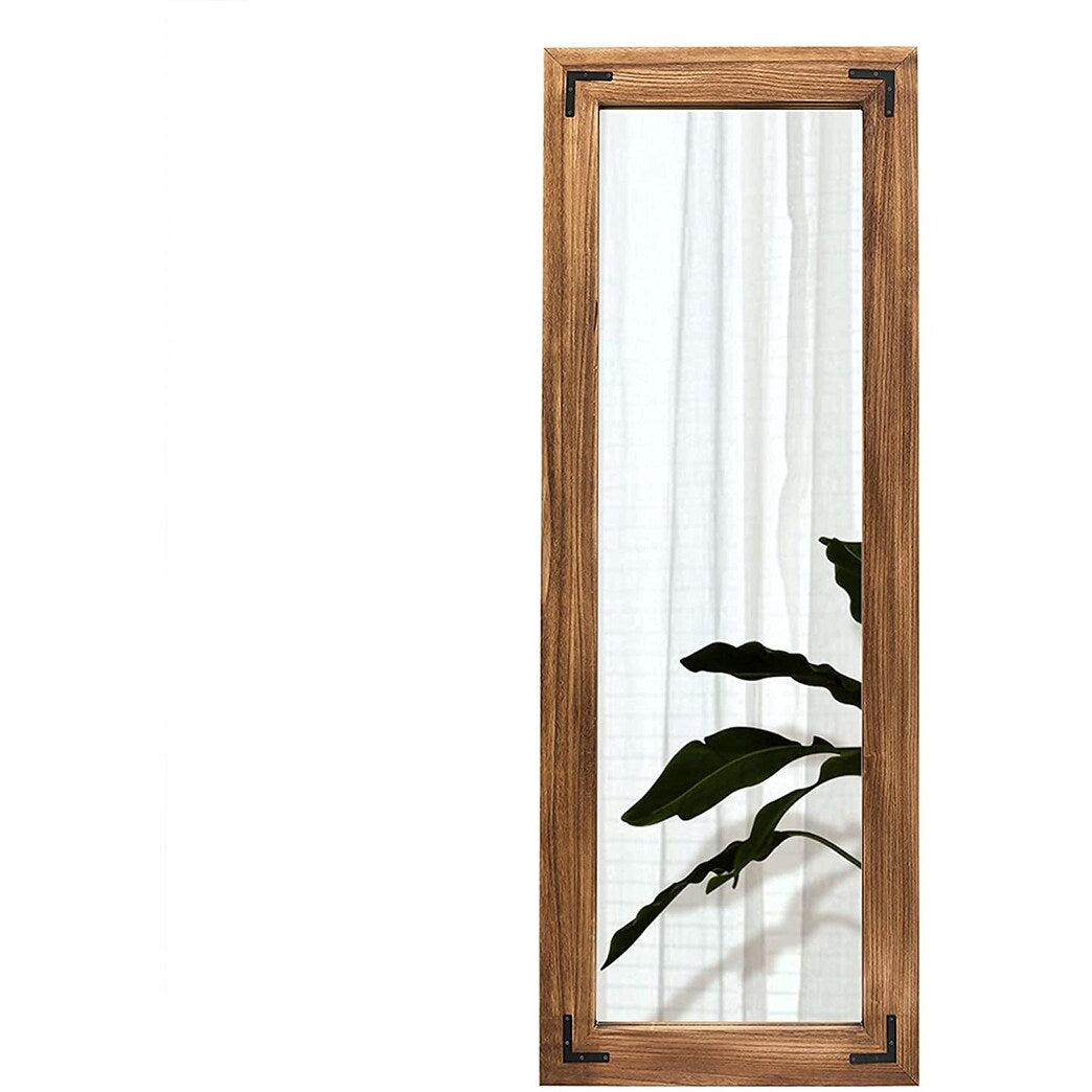 Grand miroir mural en bois à cadre rustique style farmhouse - 65x24