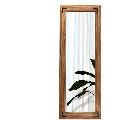 Grand miroir mural en bois à cadre rustique style farmhouse - 65x24