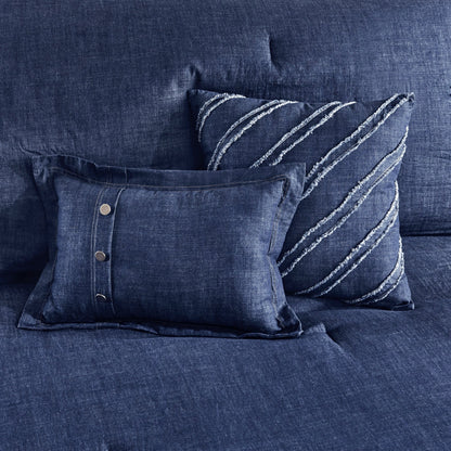 Ensemble de couette en jean Perry Blue de Woolrich, surdimensionné et surrempli.