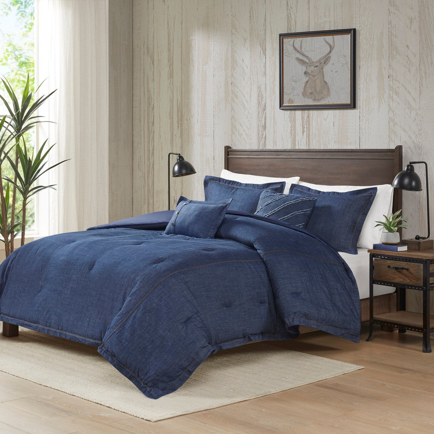Ensemble de couette en jean Perry Blue de Woolrich, surdimensionné et surrempli.