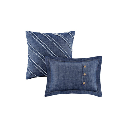 Ensemble de couette en jean Perry Blue de Woolrich, surdimensionné et surrempli.