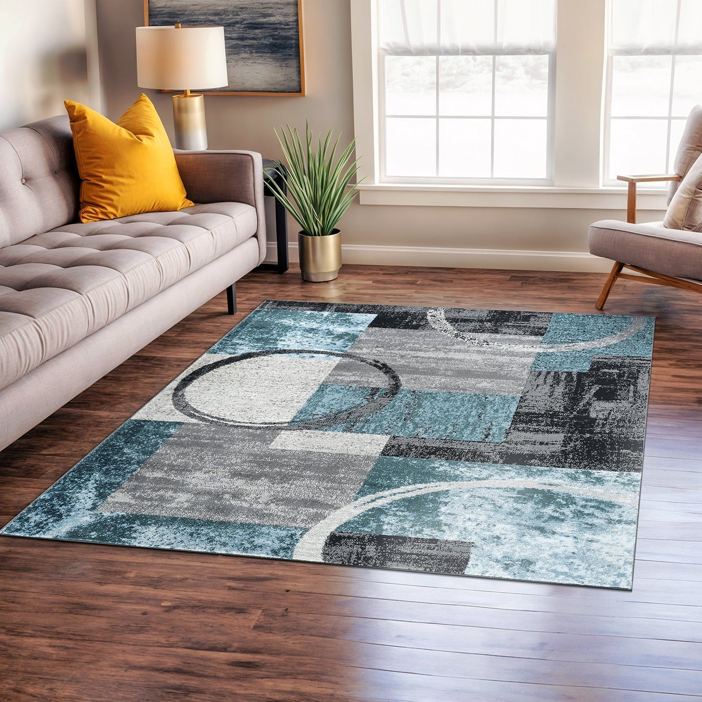World Rug Gallery Abstract Polypropylene Machine-Made Circle Area Rug