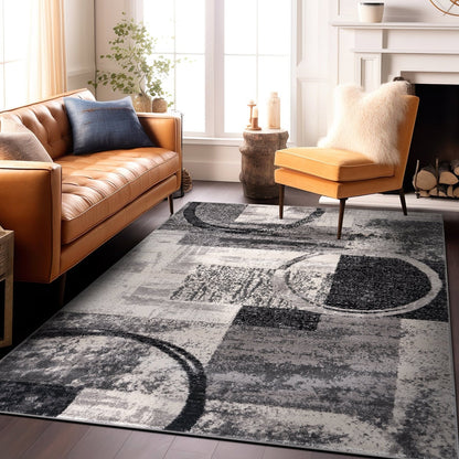 World Rug Gallery Abstract Polypropylene Machine-Made Circle Area Rug