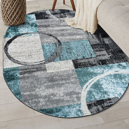 World Rug Gallery Abstract Polypropylene Machine-Made Circle Area Rug