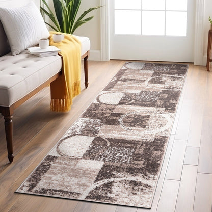 World Rug Gallery Abstract Polypropylene Machine-Made Circle Area Rug