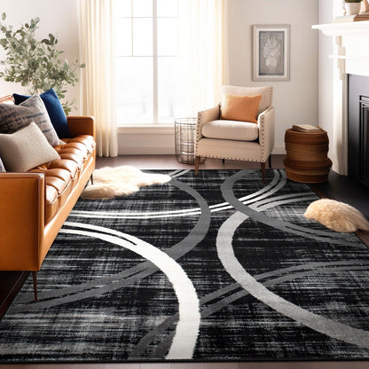 World Rug Gallery Contemporary Abstract Circles Design Area Rug