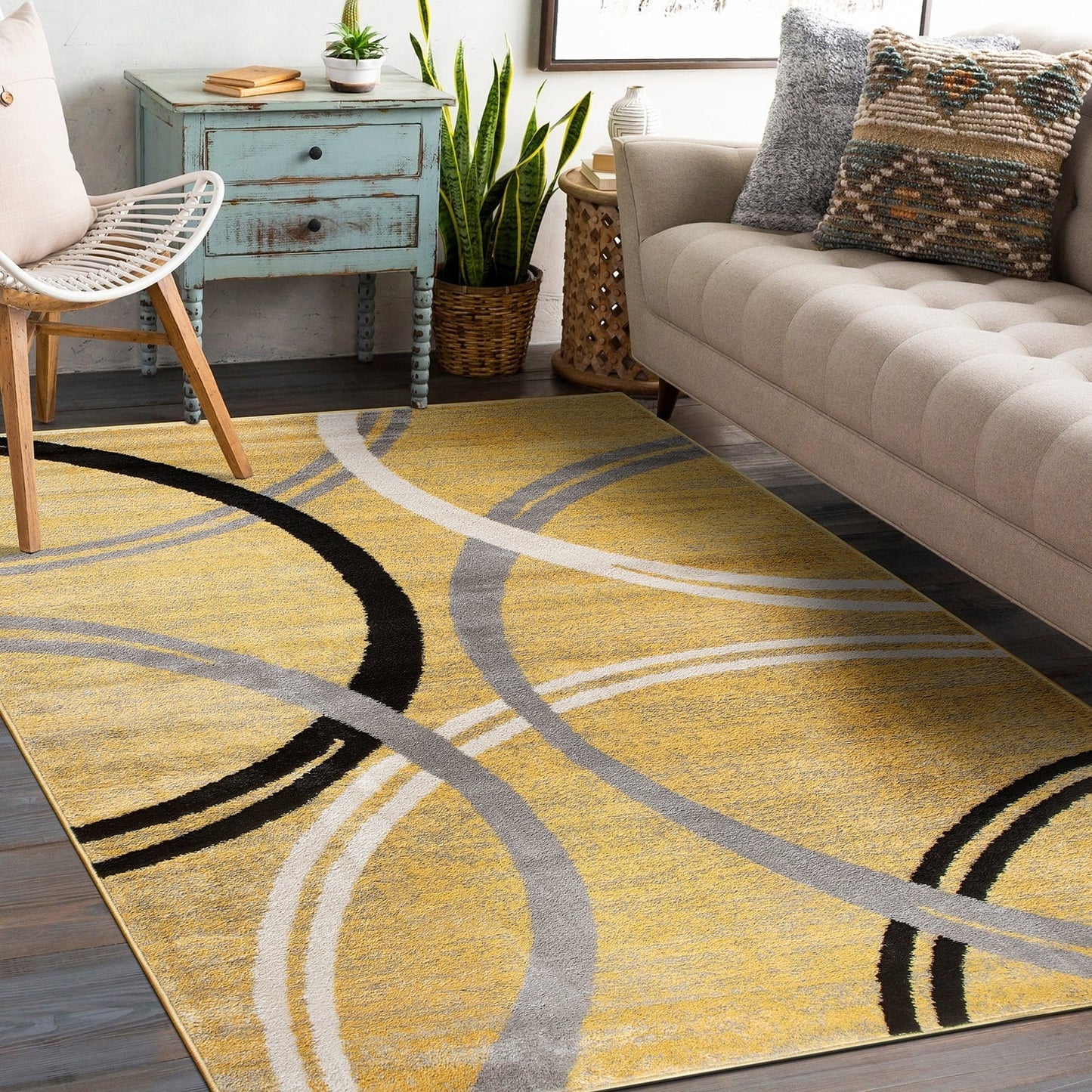 World Rug Gallery Contemporary Abstract Circles Design Area Rug