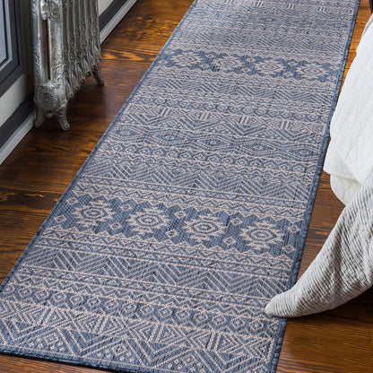 World Rug Gallery Distressed Geometric Bohemian Textured Flat Weave Indoor/Outdoor Area Rug