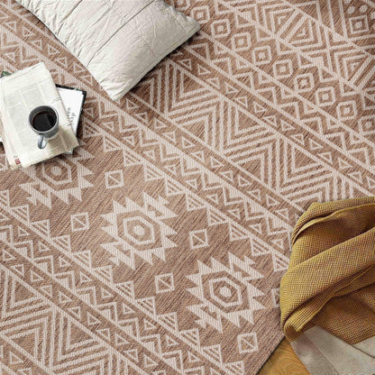 World Rug Gallery Distressed Geometric Bohemian Textured Flat Weave Indoor/Outdoor Area Rug